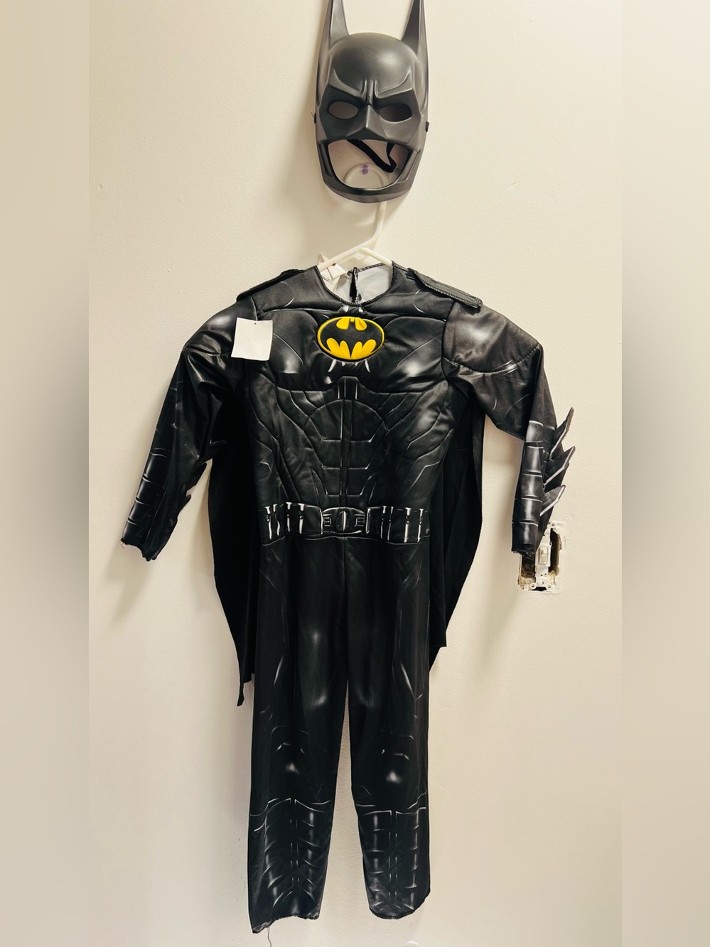 Black Batman Kids Costume with Yellow Emblem